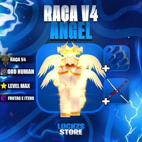 Conta Level Max com V4 Full Angel, Godhuman e CDK no Blox Fruits