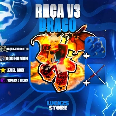 Level MÁX, Godhuman, CDK e Draco V3 no Blox Fruits