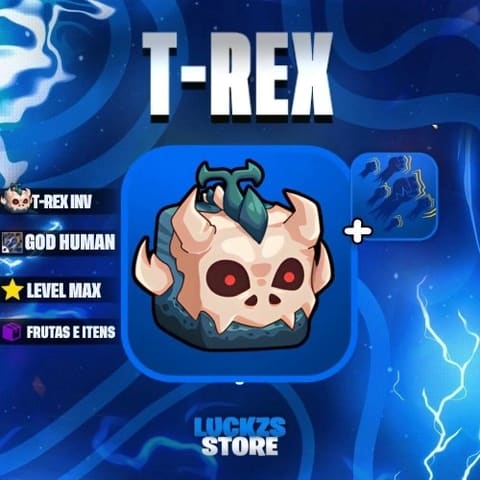 Conta Level Max com Godhuman e T-Rex no Inventario no Blox Fruits