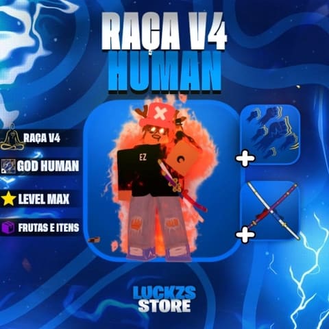 Conta Level Max com V4 Full Human, Godhuman e CDK no Blox Fruits