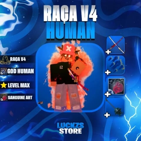 Conta Level Max com V4 Full Human, Sanguine Art e CDK no Blox Fruits