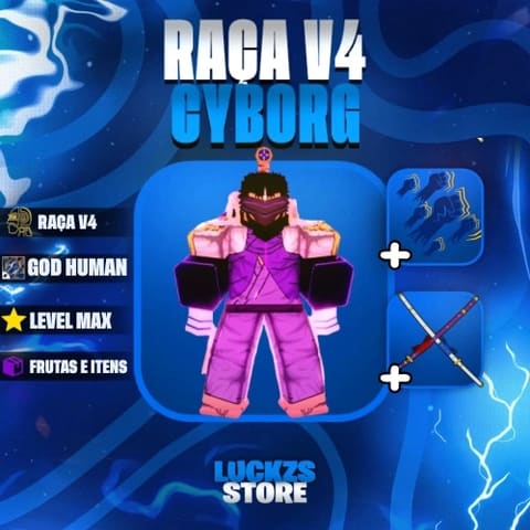 Conta Level Max com V4 Full Cyborg, Godhuman e CDK no Blox Fruits