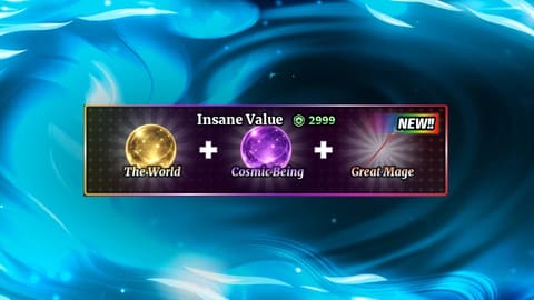 Insane Value, THE World, Cosmic Being e Great Mage Bundle no Sailor Piece