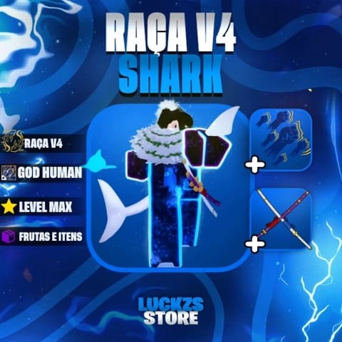 Conta Level Max com V4 Full Shark, Godhuman e CDK no Blox Fruits