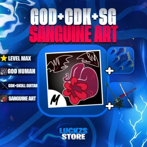 Conta Level Max com CDK, Skull Guitar e Sanguine Art no Blox Fruits