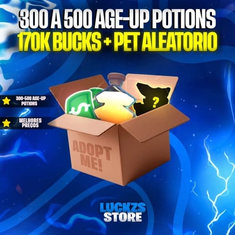 300 a 500 Age-up Potions, 170k Bucks e PET Aleatorios no Adopt Me