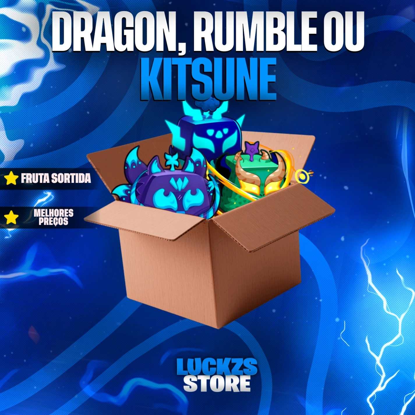 Dragon, Kitsune ou Rumble no inventário no Blox Fruits