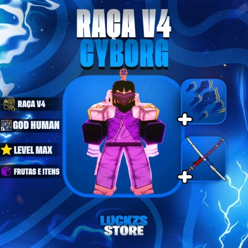 Conta Level Max com V4 Full Cyborg, Godhuman e CDK no Blox Fruits