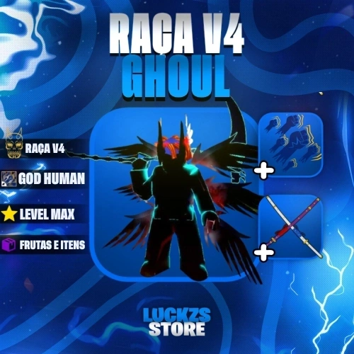 Conta Level Max com V4 Full Ghoul, Godhuman e CDK no Blox Fruits
